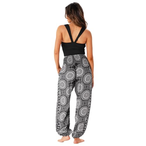 Image of Lotus and Luna Women's Harem Pants Thai Pants for Beach & Lounge High Waisted Flowy Boho Pants Genie Pants Yoga Pants