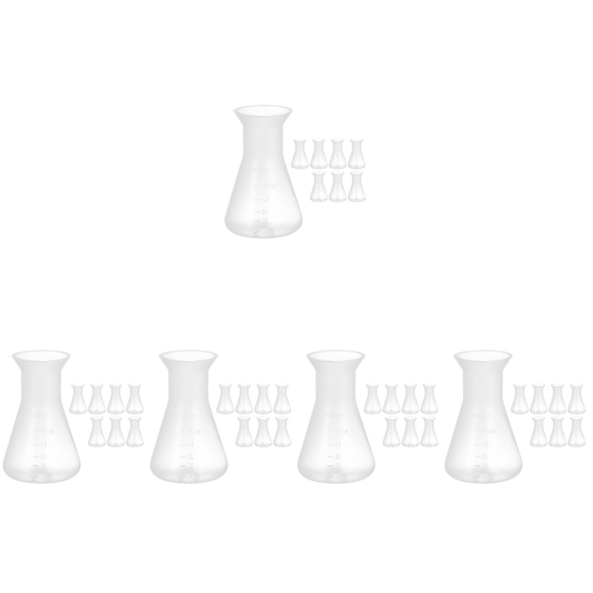 40pcs Conical Flask Set Plastic Erlenmeyer Flasks for Laboratory Experiment Scale