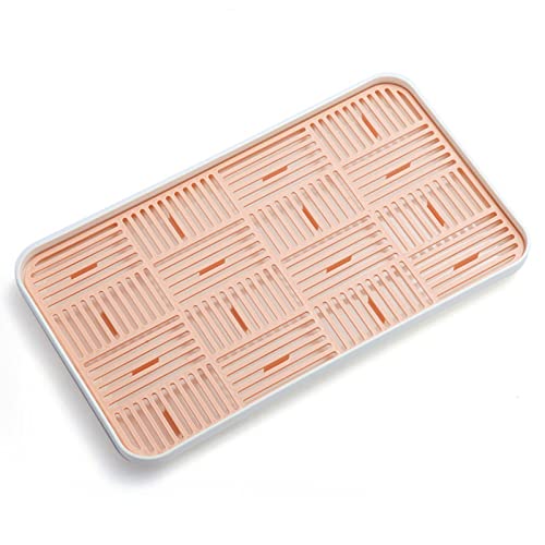 JINGYAN Escurreplatos Plastic Drain Rack Dish Cup Drainer Dryer Tray Sink Dinnerware Drying Worktop Kitchen Organizer Water Filter Shelf(Pink L)