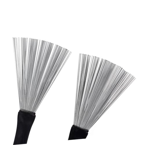 2 piezas de baquetas para batería con cepillo de alambre de acero, para principiantes y jazz