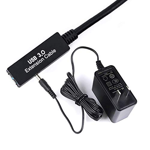 50Ft Usb 3.0 Extension Cable,Active Usb 3.0 Extension Cable A-Male To A-Female,Usb 3.0 Extension Cord,With 5V/2A Power Adapter,Compatible Oculus Quest 2 Vr, Xbox, Ps4 And More, (Black-50Feet) #TOP4