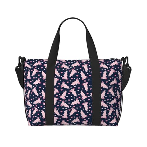Cute Cartoon Pink Axolotl Heart Large Laptop Tote Travel Work Bag For Women Men Gym Beach Bag For Women Crossbody Carry On Shoulder Bag With Compartments Zipper,Overnight Weekender Bags