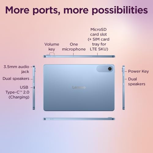 Image of Lenovo Tab| 10.1 Inch Display| Wi-Fi Only| 4 GB RAM + 64 GB ROM (Expandable up to 1 TB)| Metal Body| Dual Speakers with Dolby Atmos| Android 14| Color: Polar Blue