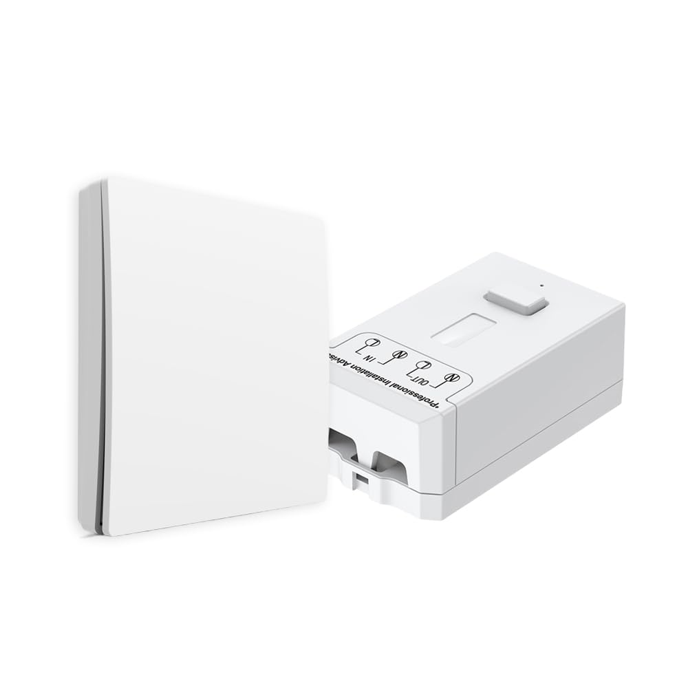 ENER-J - Interruptor cinético inalámbrico de 1 banda y receptor regulable WiFi de 150 W | Sin batería, sin cableado | Interruptor inteligente autoalimentado | IP65 impermeable | Funciona con Alexa