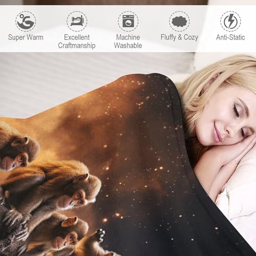 Couverture singe en flanelle 100x130cm douce pour lit et canapé