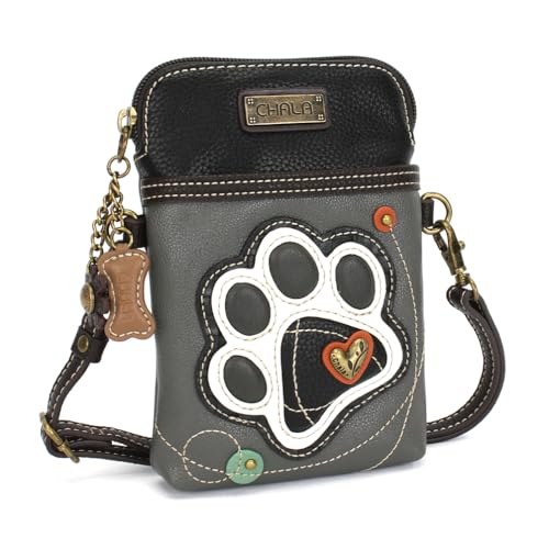 Image of CHALA Dog Collection Cell Phone Crossbody Purse-Women PU Leather /Canvas Multicolor Handbag with Adjustable Strap