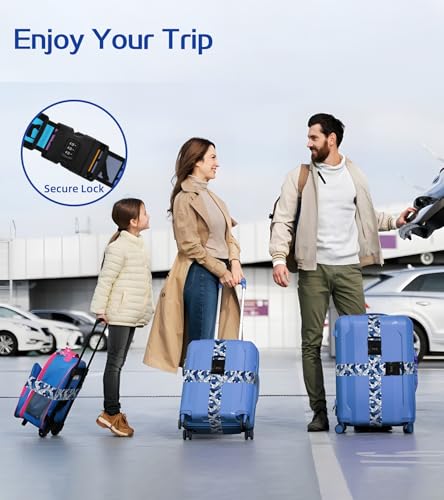 Image of Luggage Straps for Suitcases Travel Belt Luggage Band with Lock Heavy Duty Traveling Luggage Identifier Wave Cute Women Girls Unique Accesory Personalized