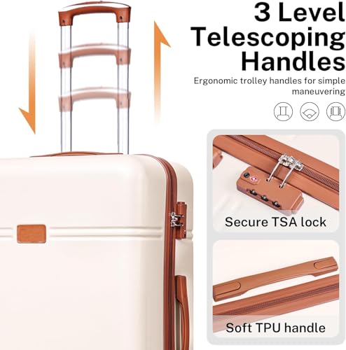 Image of Turtle Trek 20 inch Trolley Bag for Men & Women 8 Wheels Bag Hard Case Polycarbonate Luggage with 360 Degree Spinner Wheels, Combination Lock, Telescopic Handle, Suitcase for Travelling (White)
