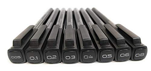 Image of BRUSTRO Technical Pen (Pack of 6) & Acrylic Paint Set of 24, Multicolour 12ml Tubes, multicolor & Professional Pigment Based Fineliner - Pack of 8 (Black)