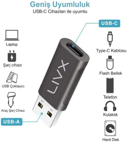Livx Type C to USB 3.0 Çevirici Dönüştürücü OTG Adaptör LVA-OTGCF İkili Paket - Görsel 3