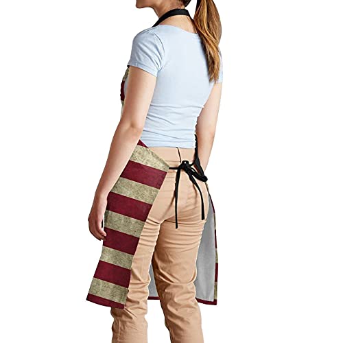 Eeiveun Vintage American Flag Bib Apron With Adjustable Neck For Men Women Suitable For Home Kitchen Cooking Waitress Chef Grill Bistro Baking Bbq Painting Artist Apron #TOP7