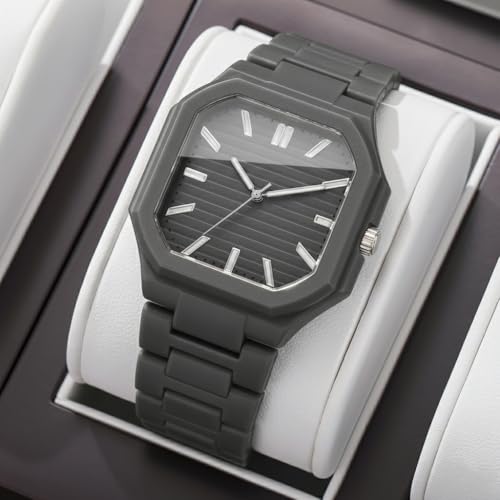 Image of Shocknshop Minimalist Creative Square Analog Casual Plastic Chain Strap Wrist Watch for Men Boys -WCH382