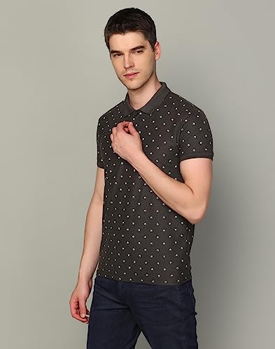 Image of INKKR Men's Printed Polo Neck Half Sleeve Multicolor T-Shirt