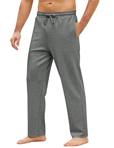 COOFANDY Men's Casual Knit Yoga Pants Lightweight Stretch Straight Leg Trousers Relaxed Fit Sweatpants Grey