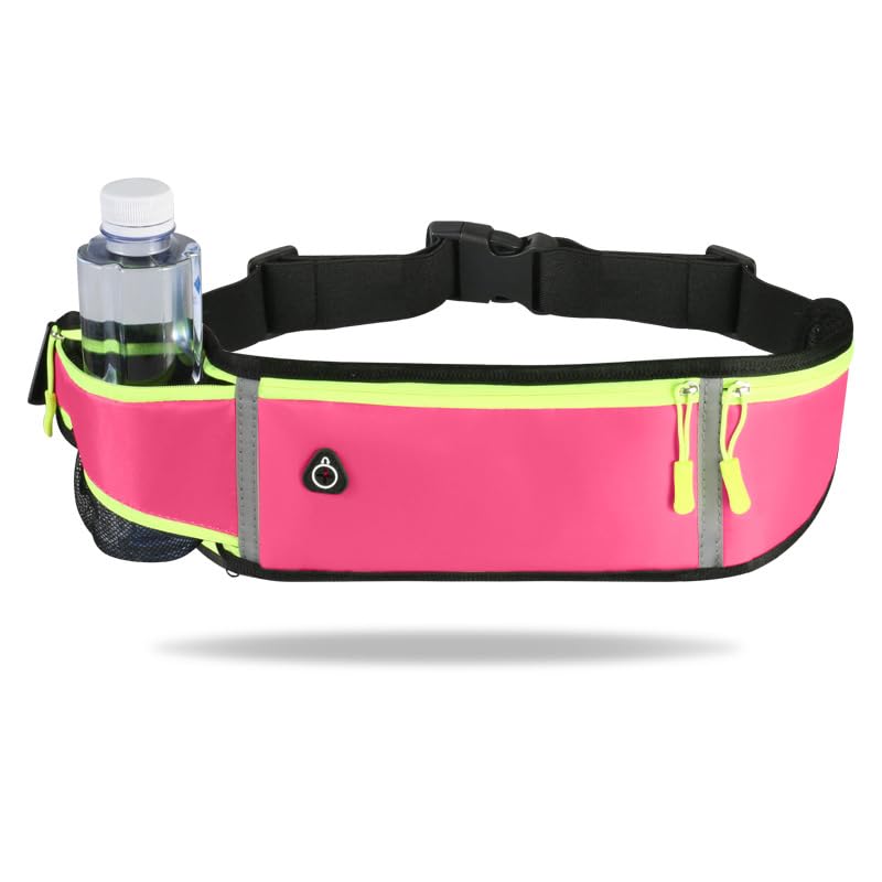 Ceinture De Course Homme et Femme, Sac Banane de Sport, Sac Banane réglable avec Porte Bouteille et Prise Casque, Ceinture de Course Smartphone, pour Gym,...