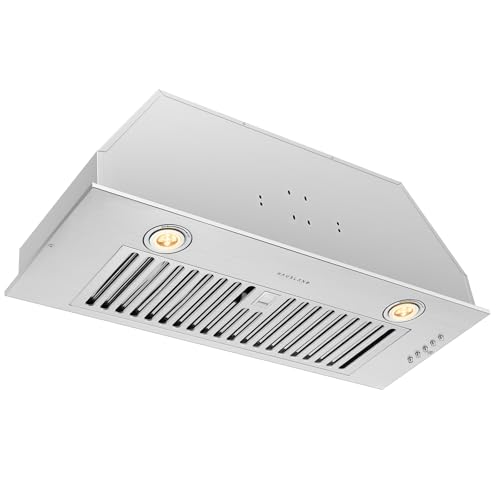 Hauslane Range Hood Insert 30 Inch Hood Vent for Kitchen Low Noise Perfomance Stainless Steel Ductless/Ducted Range Hood Professional Grade Baffle Filters LED Lamps Kitchen Vent Hood 11.25 Deep