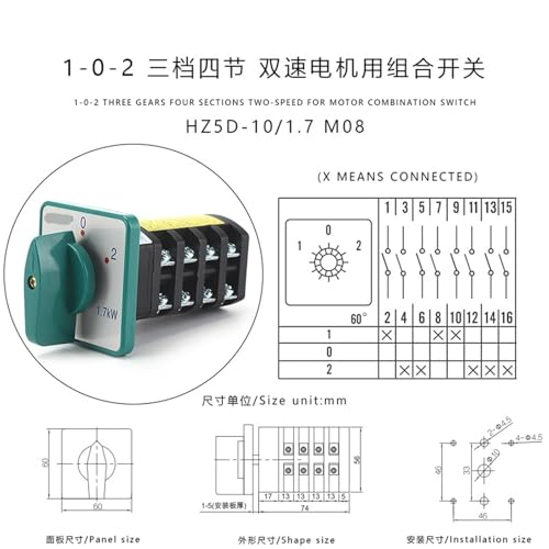 Interrupteur combiné triphasé 1,7 kW 10A pour commande de moteur - 2