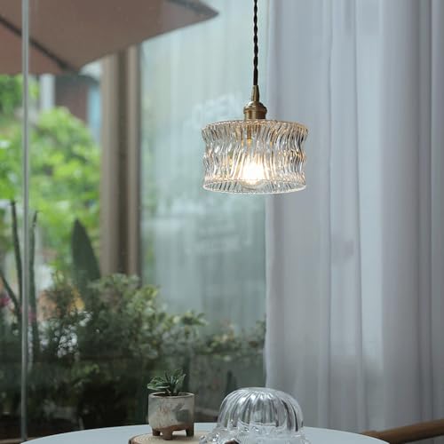 Lámpara colgante de cristal E27 estilo nórdico retro para estudio 5