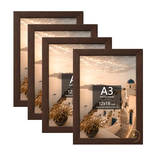 Image of AbhiKalpya Art Studio 12 inchx18 inch Inch Photo Frame A3 Size Photo Frame For Wall Artwork /Painting (Brown) (Set of 4)