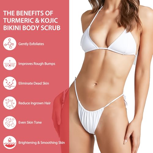 Turmeric and Kojic Body Scrub, Exfoilating and Brightening Body Scrub for Bikini Area, Armpit, Butt, Back, Underarm and Dull Skin, Body Exfoliator for Ingrown Hair for Deep Cleansing - Image 3