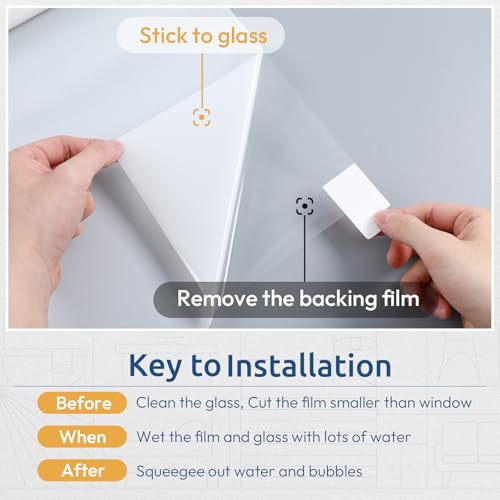 image for rabbitgoo Window Privacy Film, Non-Adhesive Frosted Glass Window Film 