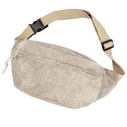 Cord Bauchtasche für Damen und Herren Gürteltasche Damen Verstellbarer Gurt Hüfttasche Stylisch Hüfttasche Klein Brusttasche Bum Bags Bauchtasche aus Cord für Outdoor Sport Reise (Khaki)