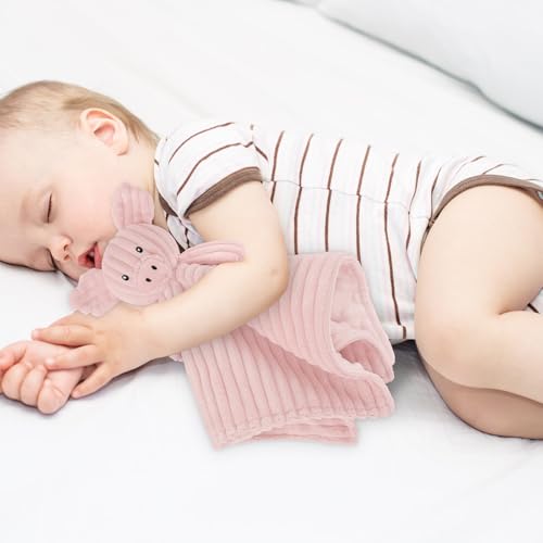 Image of Baby Security Blanket for Boys and Girls Lovey Pig 15 Inch Pink