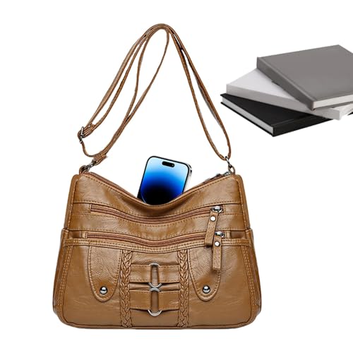 Sac à bandoulière pour femme en marron avec sangle réglable