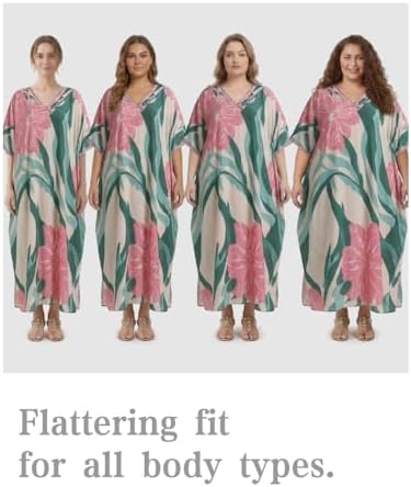 Women Moomoo Long Kaftan Roper Moo Moos Nightgown Muumuu Plus Size Mrs Caftan Mumus Not Cotton Linen Hawaiian Clothes Beach Outfit Kimono Cover Up Tropical Floral Luau Batwing Resort Wear — view 4