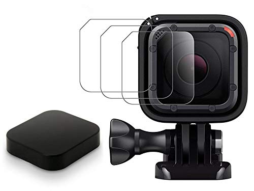 micros2u (Pack de 3) Kit de Protección de Lente. Anti arañazos, ultra nítido, de acero templado 9H. Compatible con GoPro Hero 5, Hero 4, Session