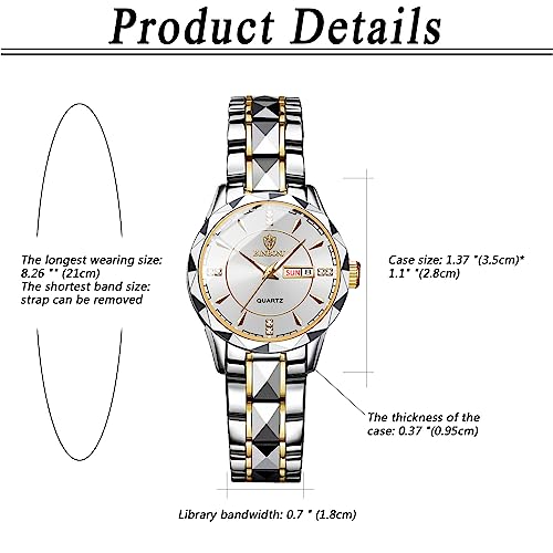 Quartz Analog Couple Watches:: Men and Women Rhombus Stainless Steel Luminous Hands Date 3 ATM Waterproof Business Casual Valentine's Day Christmas Watch Gift Sets
