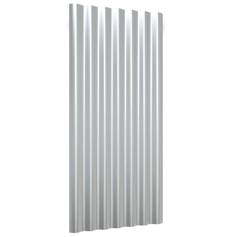 Paneles de techo de acero galvanizado, 12 unidades, 80 x 36 cm, plateados, duraderos y resistentes a la intemperie para un techo seguro