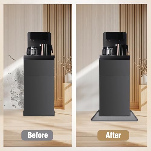 Image of Water Cooler Mat - (22 inch x 19 inch) Non-Slip Water Cooler Dispenser Mat with Raised Edges for Floor Protection, Under Water Cooler Dispenser Mat, Great for Bedrooms,Kitchens, Offices, Bars (Gray)