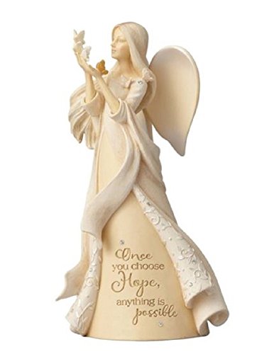Enesco Foundations Choose Hope Angel Stone Resin Figurine, Cream