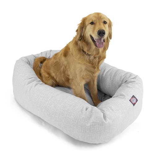 Image of Majestic Pet 32 Inch Bagel Calming Dog Bed Washable - Cozy Soft Round Dog Bed with Spine Support for Dogs to Rest Their Head - Fluffy Donut Puppy Mat 32x23x7 (Inch) Medium - Gray