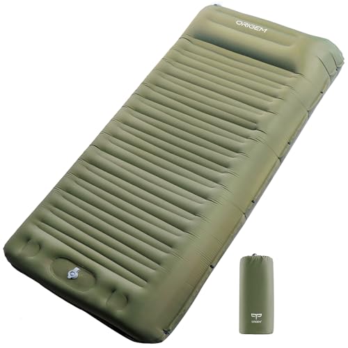 Origem Self Inflating Sleeping Pad for Camping, 14CM Ultra-Thick Camping Mat with Built-in Pump, Outdoor Ultralight Sleepinging Mat for Camping Tent, Backpacking, Hiking and Traveling (Green) by Origem - Used condition - CA$35.99