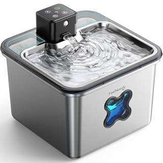 FEELNEEDY Fontanella per Gatti senza Fili, 3.2L Fontana per Gatti Acciaio Inox con Sensore di Movimento, Lavabile in Lavastoviglie, Visualizzazione del Filtro, 4000 mAh Batteria