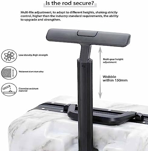 Suitcase with Wheels, Carry-on Suitcase with Large Capacity, Adjustable Trolley Suitcase, Anti-Fall Code Lock,White-55 * 38 * 23.5CM (White 65.5 * 44.5*CM)3