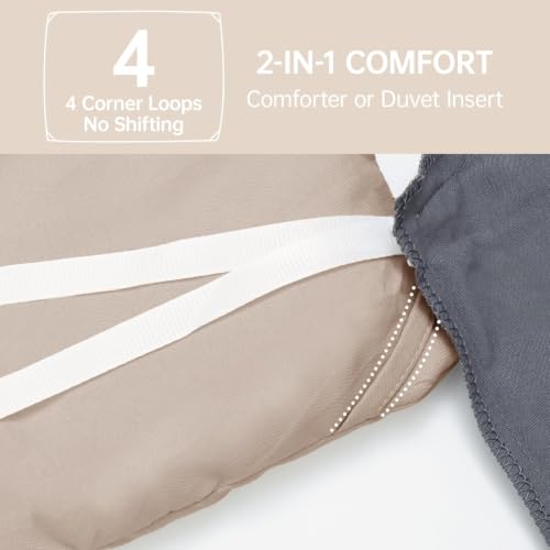 Image of MUXHOMO Oversized King Comforter Set, Lightweight Down Alternative Bed Set | All Season 3 Piece Bedding Set,Ultra Soft Down Alternative,Includes 1 Comforter 120x98 and 2 Pillow Shams 20x36,Dark Linen