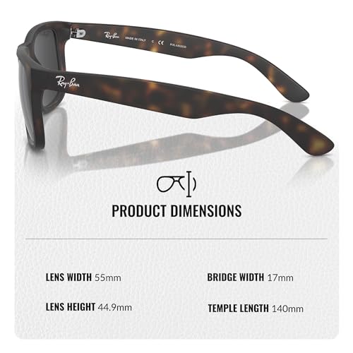 Image of Ray-Ban RB4165F JUSTIN COLOR MIX CLASSIC LOW BRIDGE FIT Square Shape Sunglasses for Men with Official Eyewear Kit