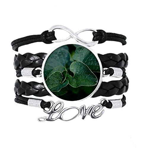 Bracelet cuir torsadé feuilles foncées : idée cadeau idéale pour Noël