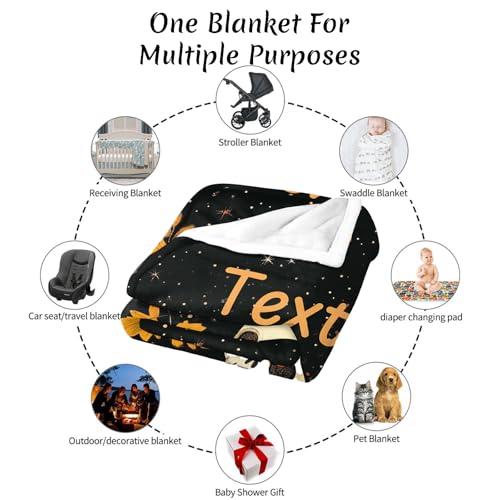 Image of Personalized Baby Blanket with Name, Custom Name Blanket for Kids Soft Flanne Blankets in Easter Personalized Baby Gifts for Infant Newborn Shower (Black)