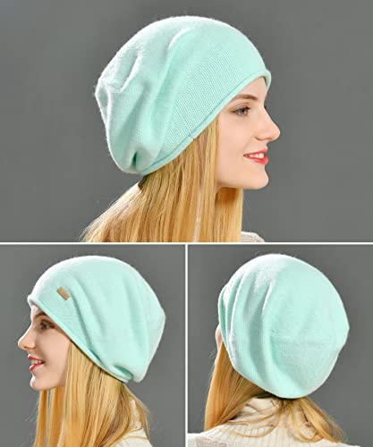Image of jaxmonoy Cashmere Slouchy Knit Beanie Hat for Women Winter Soft Warm Ladies Wool Knitted Skull Beanies Cap