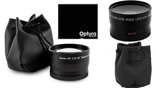 HI-DEF 2-PC PRO TELEPHOTO & Wide Angle Lens Set for Canon POWERSHOT SX60 SX50 HS (Adapter Included)