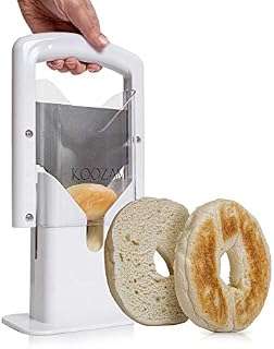 Koozam Bagel Slicer High End White Plastic and Stainless Steel Guillotine, White