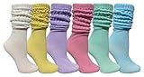 6 Pairs Yacht & Smith Womens Cotton Slouch Socks, Womens Knee High Boot Socks (Asst Pastel)