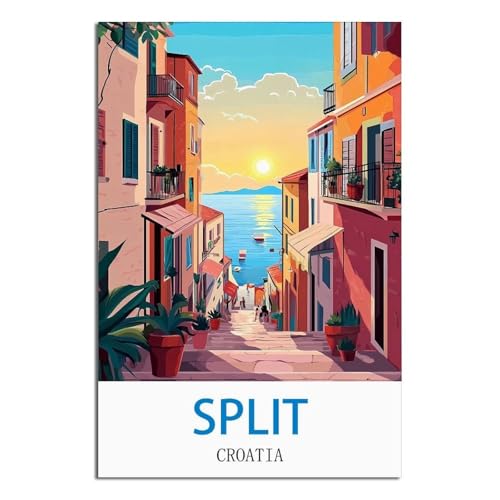 Poster vintage Split Croatie 50 x 75 cm idéal pour sublimer un salon moderne