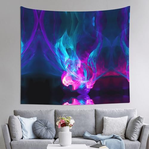 Tapis décoratif feu bleu et rose 152 x 130 cm en tissu grand format