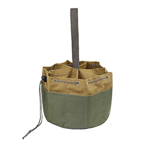 JETEVIOS Arbeitstasche mit 22 Taschen, Kordelzug, robuste Fallschirmtasche, Kleinteile-Tasche, Kordelzug, Eimertasche aus strapazierfähigem Segeltuch, Armeegrün Cover