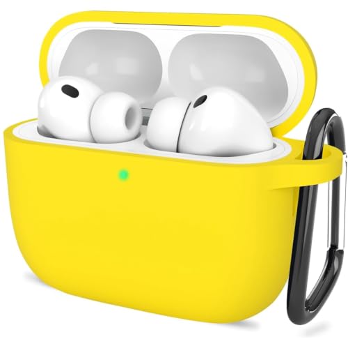 Image of New Soft Silicone Case Compatible with Apple AirPods Pro 3 Generation (2025) Protective Silicone 360 Full Protection Dust-Proof Shockproof Case Cover with Hook (Cover Only) (Yellow)